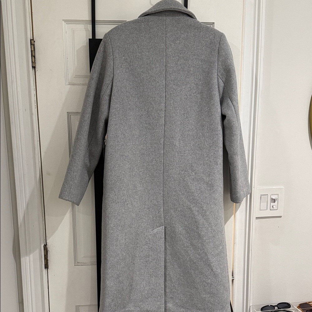Abercrombie & Fitch Light Gray Long Wool-Blend Single-Breasted Coat - Picture 4 of 4